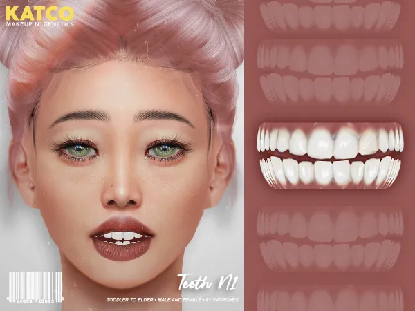 Alpha katco teeth n1 (natural) - The Sims 4 custom content