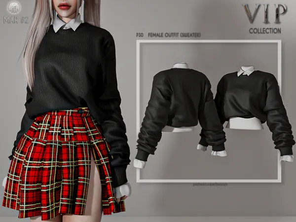 Alpha Female Outfit (SWEATER) P30 tr by busratr - The Sims 4 Custom Content