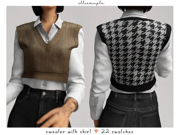 Alpha Elliesimple Sweater with shirt by elliesimple - The Sims 4 custom content