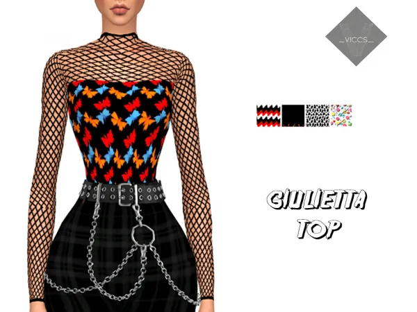 Alpha VICCS GIULIETTA 80S TOP by viccs - The Sims 4 Custom Content