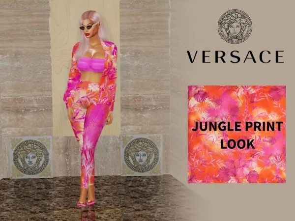 Alpha NICKI MINAJ VERSACE Jungle Print Look by quen2n - The Sims 4 Custom Content