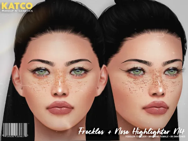 Alpha katco freckles n4 (+ nose highlighter) by katco - The Sims 4 custom content