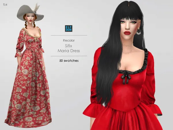 Mix Sifix Maria Dress RC by elfdor - The Sims 4 Custom Content