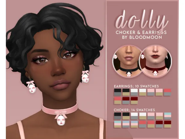 Maxis Match Dolly Choker Earrings Set by simsfinds - The Sims 4 Custom Content