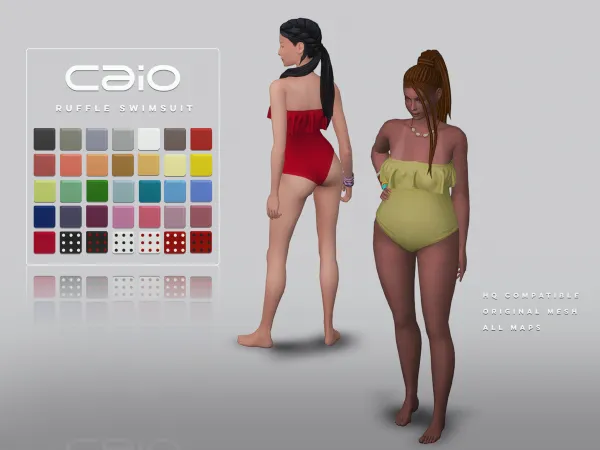 Alpha Ruffle Swimsuit by caio-cc - The Sims 4 custom content