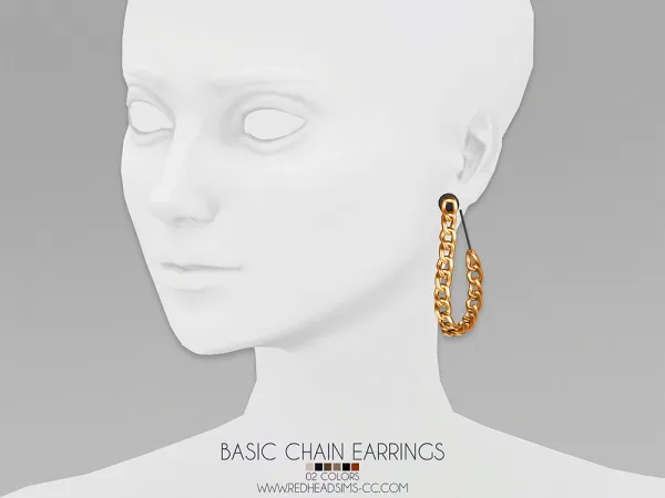 Alpha BACIS CHAIN EARRINGS by redheadsims - The Sims 4 Custom Content