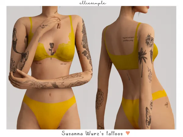 Mix Elliesimple Susanna Wurz's tattoos by elliesimple - The Sims 4 Custom Content