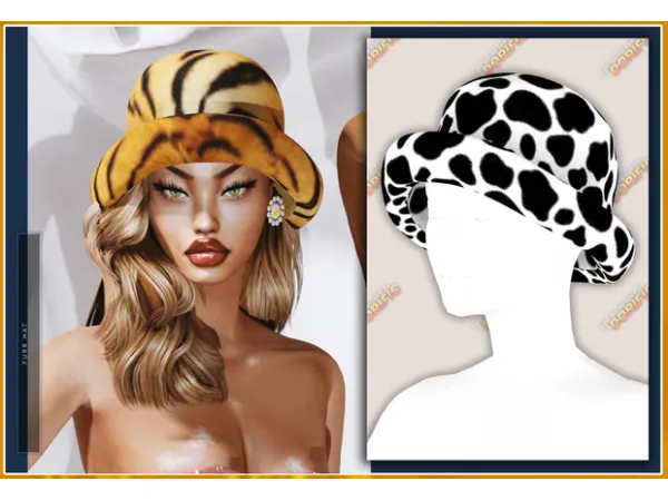 Alpha FURR HAT (ANIMAL PRINT) by - The Sims 4 Custom Content