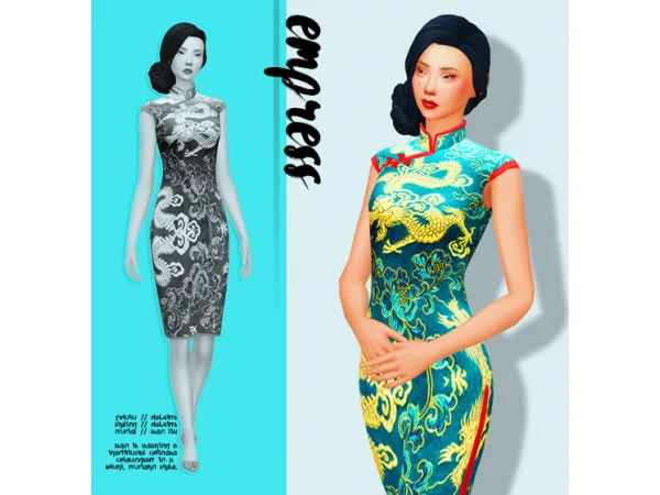 Maxis Match EMPRESS SHORT CHEONGSAM - The Sims 4 Custom Content