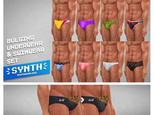 Maxis Match BULGING UNDERWEAR SWIMWEAR SET custom content download by SYNTHsims - The Sims 4 Custom Content
