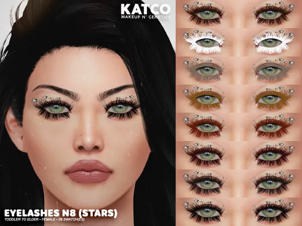 Alpha katco eyelashes 3d n8 (stars) by katco - The Sims 4 Custom Content