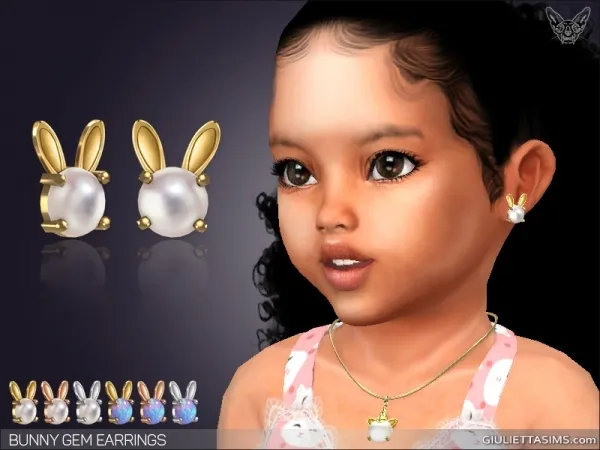 Alpha Bunny Gem Earrings For Toddlers - The Sims 4 Custom Content