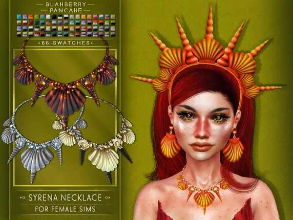 Alpha Blahberry Pancake Syrena Necklace (F) by blahberry-pancake - The Sims 4 Custom Content
