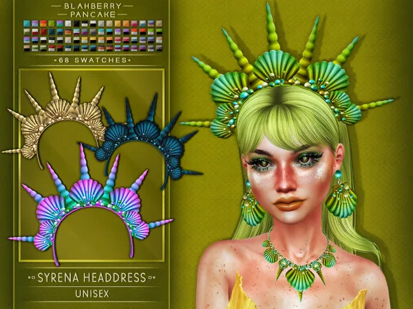 Alpha Blahberry Pancake Syrena Headdress (unisex) - The Sims 4 Custom Content