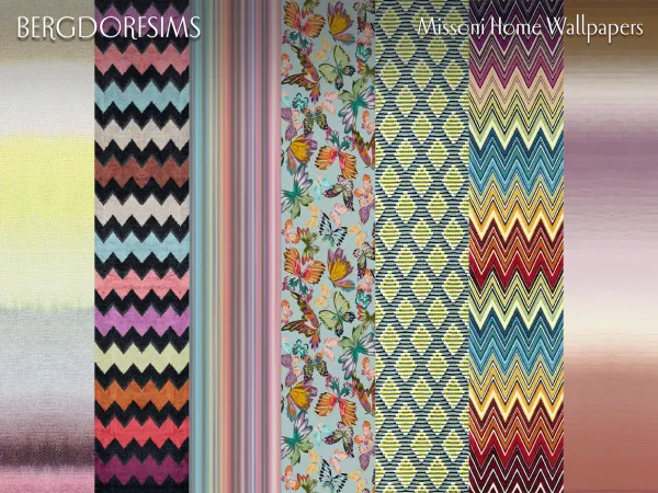 Alpha Missoni Home Wallpaper ( Colorful ) by bergdorfsims - The Sims 4 Custom Content
