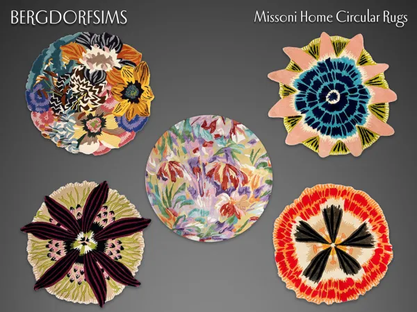 Alpha Missoni Home Circular Rugs by bergdorfsims - The Sims 4 Custom Content