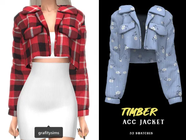 Alpha Timber ACC Crop Jacket - The Sims 4 Custom Content
