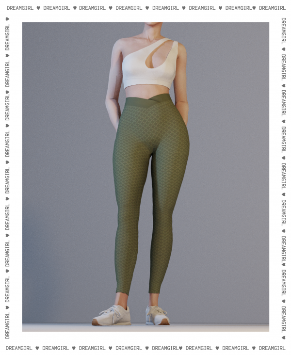 Alpha ONE SHOULDER TOPSNATCHED LEGGINGS by dreamgirl - The Sims 4 Custom Content