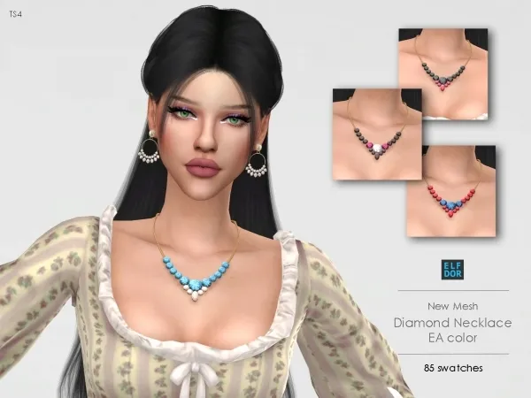 Maxis Match Diamond Necklace EA colors by elfdor - The Sims 4 Custom Content