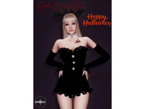 Alpha [RIMINGS] Ruffle Body Suit by RIMINGS - The Sims 4 Custom Content