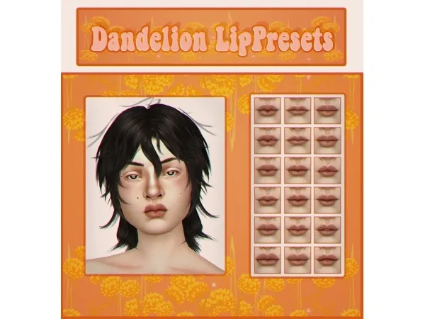 Maxis Match Dandelion Lip Presets by simsfinds - The Sims 4 Custom Content