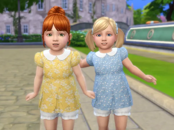 Maxis Match Puff Sleeve Blouse Bloomers by simsfinds - The Sims 4 Custom Content