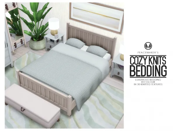Maxis Match Cozy Knits Bedding Luxurious Bedding in 30 Knitted Options - The Sims 4 Custom Content