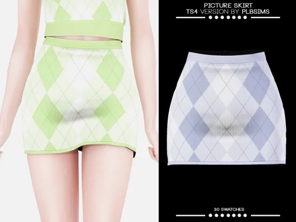 Alpha Picture Skirt by plbsims - The Sims 4 Custom Content
