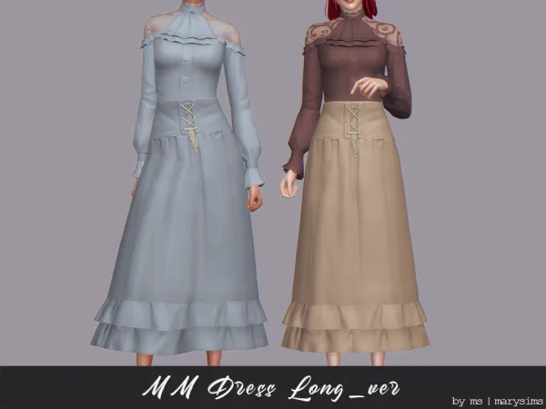 Maxis Match MM Dress Long_ver by msmarysims - The Sims 4 Custom Content