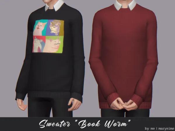 Maxis Match Sweater Book Worm by msmarysims - The Sims 4 Custom Content