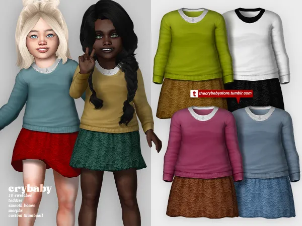 Alpha crybaby bird lullaby dress by crybaby - The Sims 4 custom content