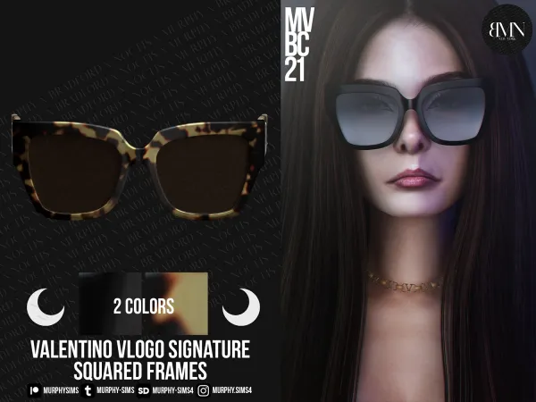 Alpha Valentino VLogo Signature Squared Acetate Frames by bradford - The Sims 4 custom content