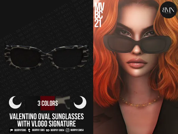 Alpha Valentino Oval Acetate Frame with VLogo Signature by bradford - The Sims 4 custom content