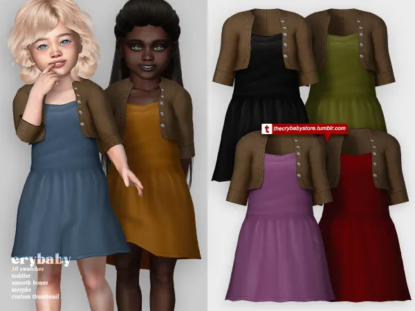 Alpha crybaby spring slumber dress with cardigan toddler by crybaby - The Sims 4 Custom Content