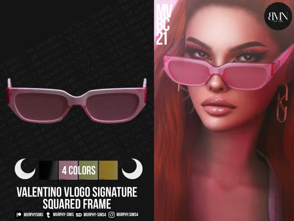 Alpha Valentino VLogo Signature Squared Acetate Frame by bradford - The Sims 4 custom content