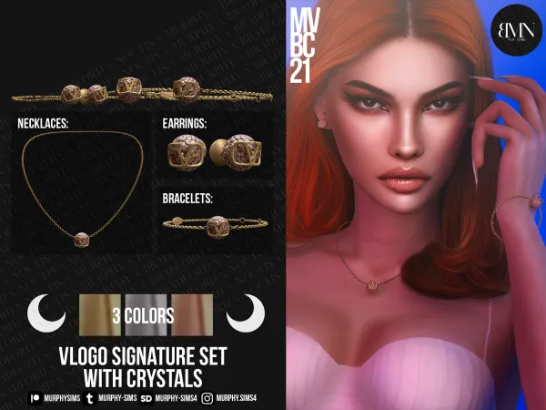 Alpha Valentino VLogo Signature Set with Crystals by bradford - The Sims 4 Custom Content