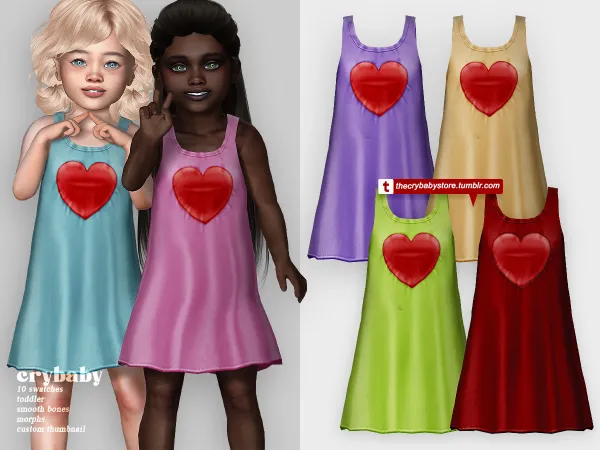 Mix crybaby bright heart long outfit toddler by crybaby - The Sims 4 Custom Content