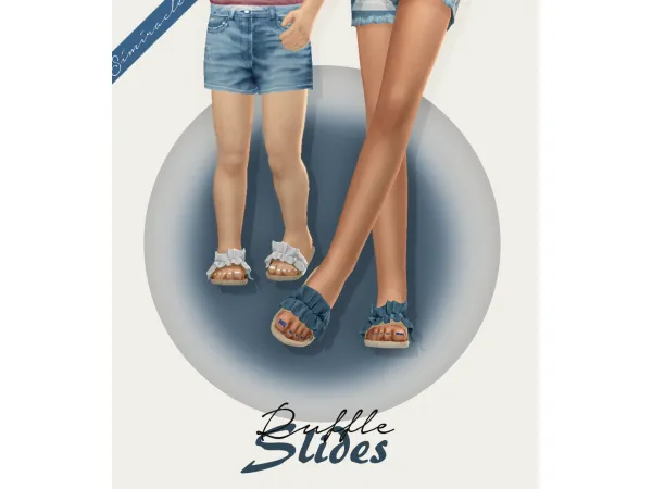 Alpha Elliesimple Ruffle Slides by simsfinds - The Sims 4 Custom Content