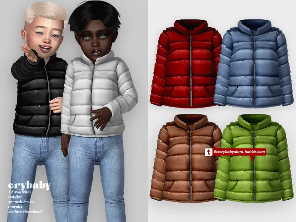 Alpha crybaby down jacket toddler by crybaby - The Sims 4 Custom Content