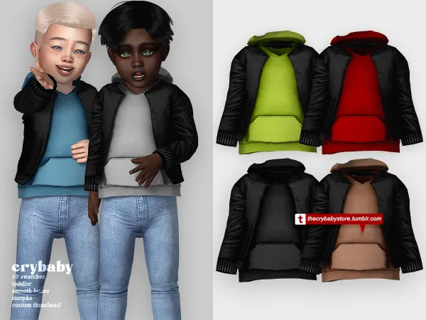 Alpha crybaby layered bomber toddler by crybaby - The Sims 4 Custom Content