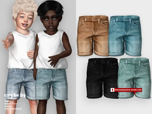 Alpha crybaby river shorts toddler by crybaby - The Sims 4 Custom Content