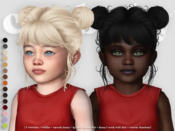Alpha crybaby chun li hair (newsea) toddler by crybaby - The Sims 4 custom content