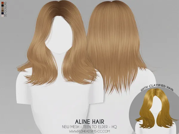 Alpha ALINE HAIR by redheadsims - The Sims 4 Custom Content