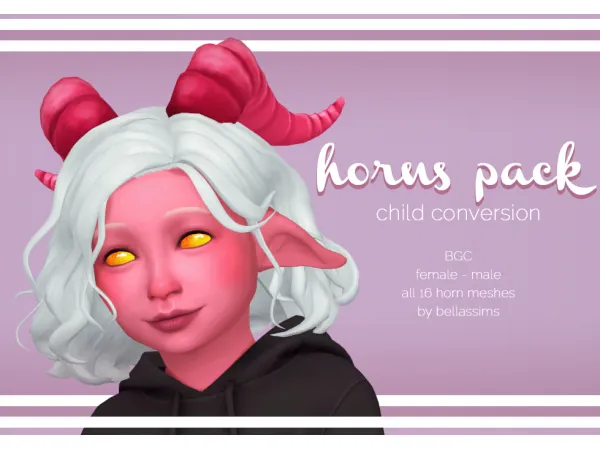 Maxis Match Horns Pack Child Conversion by simsfinds - The Sims 4 Custom Content