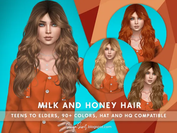 Alpha Milk And Honey Hair by sonyasims - The Sims 4 Custom Content