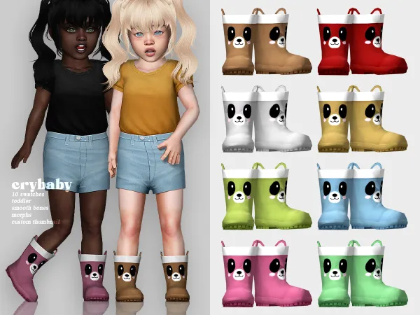 Alpha crybaby cuttie rubber boots toddler by crybaby - The Sims 4 custom content