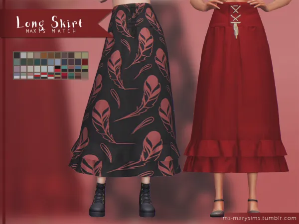 Maxis Match Long Skirt MaxisMatch by msmarysims - The Sims 4 Custom Content