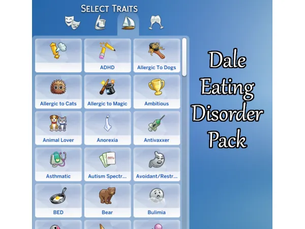 Maxis Match Dale Eating Disorders Pack by simsfinds - The Sims 4 Custom Content
