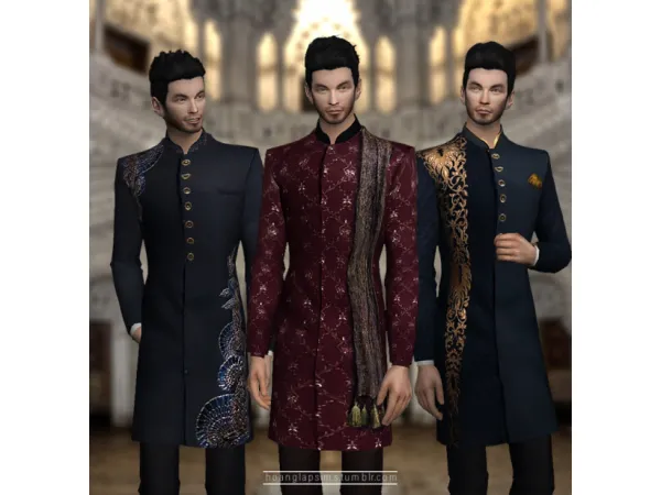 Alpha Indian groom coat by hoanglapsims - The Sims 4 custom content