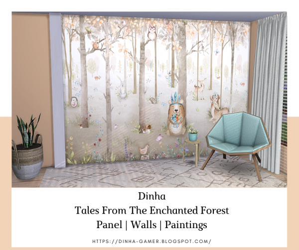 Maxis Match Tales From The Enchanted Forest Panel Walls Paintings by dinhagamer - The Sims 4 Custom Content